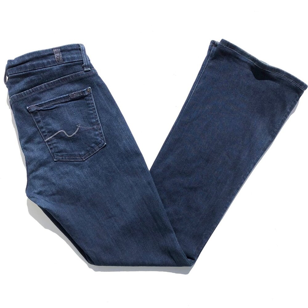 7 For All Mankind Kimmie Jeans Women 29 Blue Dark Wash Bootcut Low Rise AS IS